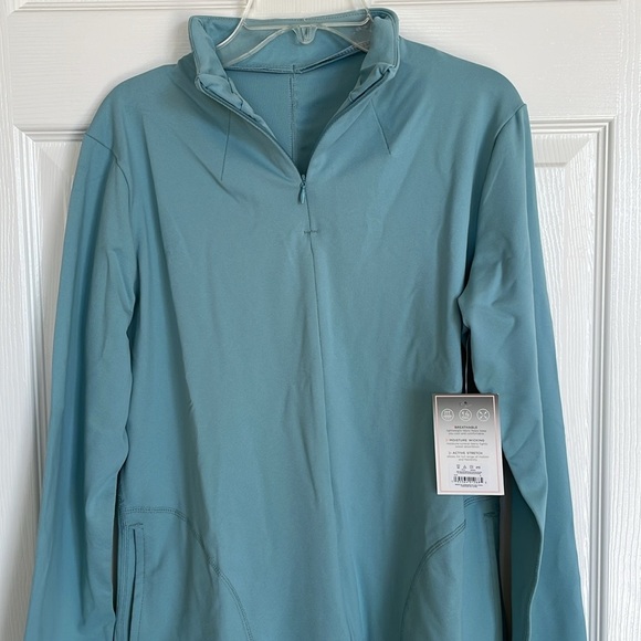 NEW! Shadow Sport Fitted Mock-Neck Zip Front Athletic Jacket, Lt Blue. XL and 1X - Picture 8 of 14